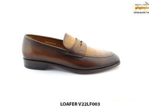 [Outlet size 41] Giày lười nam phối da dập vân Loafer V22LF003M 001