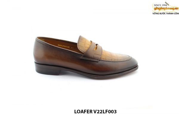 [Outlet size 41] Giày lười nam phối da dập vân Loafer V22LF003M 001