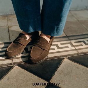 Giày lười nam da lộn thời trang penny Loafer LF2177 001
