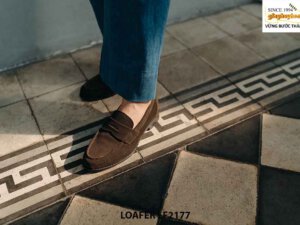 Giày lười nam da lộn thời trang penny Loafer LF2177 002