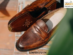 Giày lười da nam phối moca da trăn Loafer LF2174 004