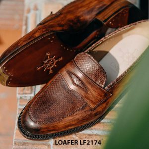 Giày lười da nam phối moca da trăn Loafer LF2174 004