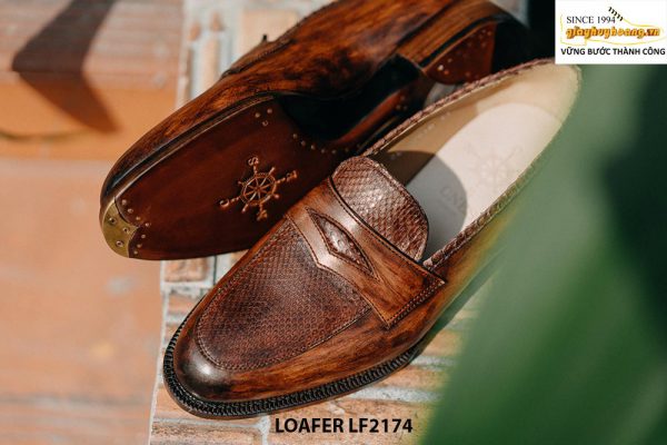 Giày lười da nam phối moca da trăn Loafer LF2174 004