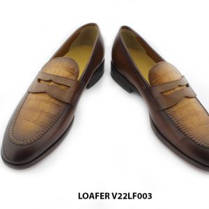 [Outlet size 41] Giày lười nam phối da dập vân Loafer V22LF003M 004