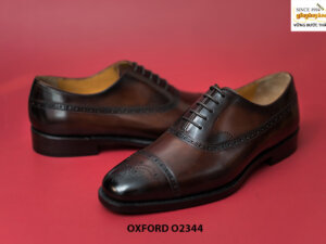 Giày da nam màu nâu patina đẹp Oxford O2344 002