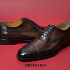 Giày da nam màu nâu patina đẹp Oxford O2344 002