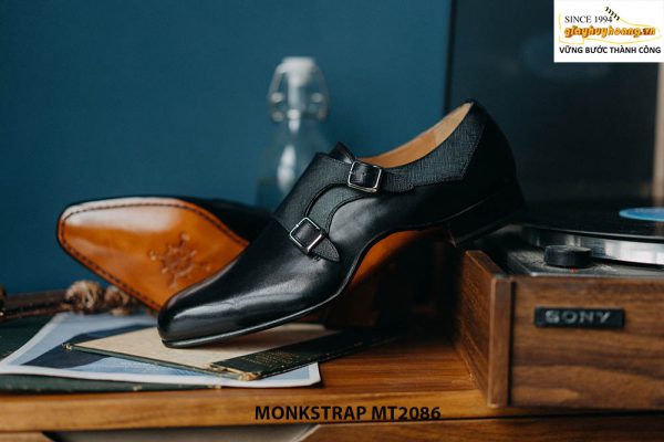 Giày da bò nam mũi nhọn Double Monkstrap MT2086 002