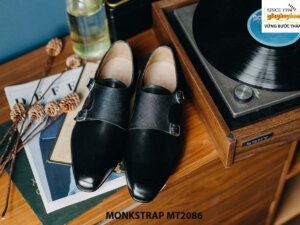 Giày da bò nam mũi nhọn Double Monkstrap MT2086 001