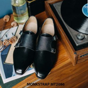 Giày da bò nam mũi nhọn Double Monkstrap MT2086 001