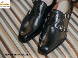 Giày da nam phối da cá sấu Double Monkstrap MT2087 002