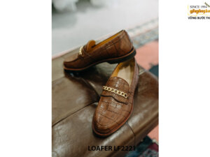Giày lười nam da bò dập vân cá sấu Penny Loafer LF2221 004