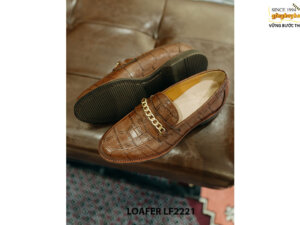 Giày lười nam da bò dập vân cá sấu Penny Loafer LF2221 003