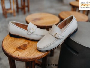 Giày lười nam da màu trắng Loafer LF2196 004