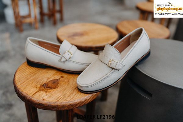 Giày lười nam da màu trắng Loafer LF2196 004