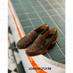 Giày lười nam da lộn màu nâu Loafer LF2198 004
