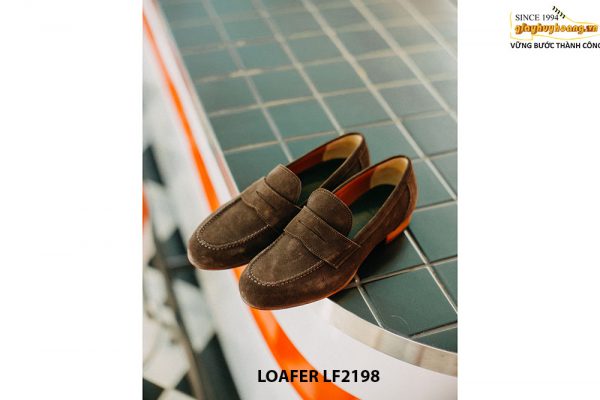 Giày lười nam da lộn màu nâu Loafer LF2198 004