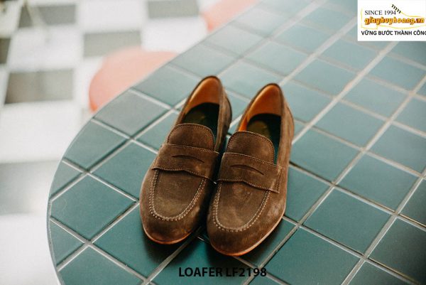 Giày lười nam da lộn màu nâu Loafer LF2198 001