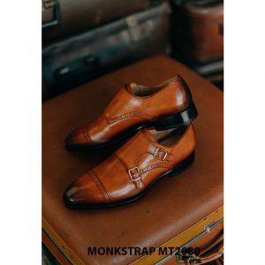 Giày da nam màu patina vàng bò Double Monkstrap MT2088 005