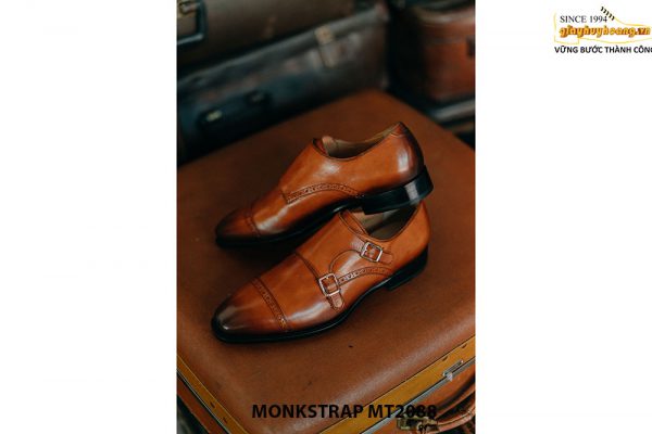 Giày da nam màu patina vàng bò Double Monkstrap MT2088 005
