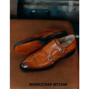 Giày da nam màu patina vàng bò Double Monkstrap MT2088 004