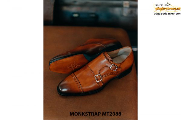 Giày da nam màu patina vàng bò Double Monkstrap MT2088 004