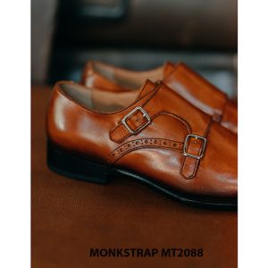 Giày da nam màu patina vàng bò Double Monkstrap MT2088 003