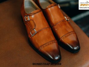 Giày da nam màu patina vàng bò Double Monkstrap MT2088 001