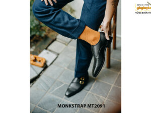 Giày da nam vân saffiano Double Monkstrap MT2091 006