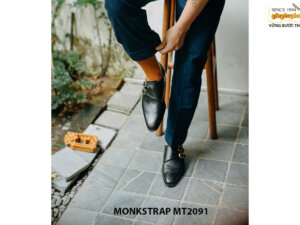 Giày da nam vân saffiano Double Monkstrap MT2091 005