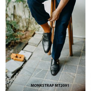 Giày da nam vân saffiano Double Monkstrap MT2091 005