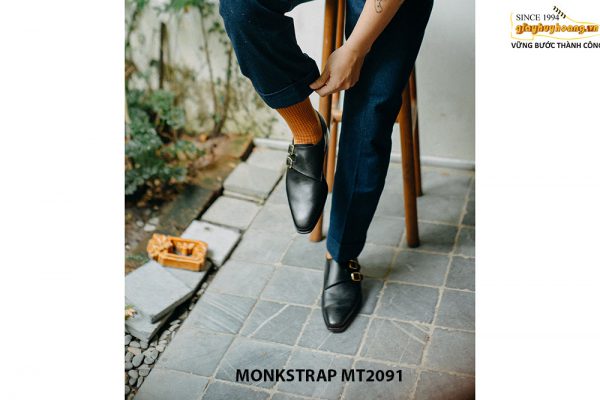 Giày da nam vân saffiano Double Monkstrap MT2091 005