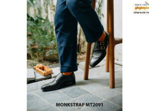 Giày da nam vân saffiano Double Monkstrap MT2091 004