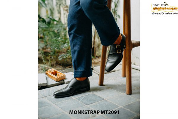 Giày da nam vân saffiano Double Monkstrap MT2091 004