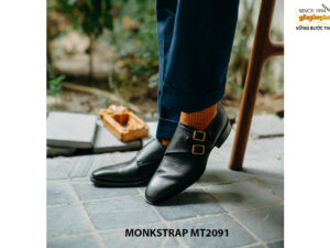 Giày da nam vân saffiano Double Monkstrap MT2091 001