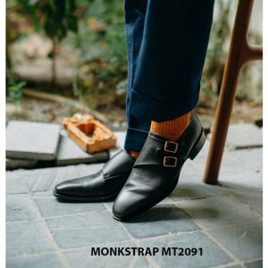 Giày da nam vân saffiano Double Monkstrap MT2091 001