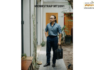 Giày da nam vân saffiano Double Monkstrap MT2091 002
