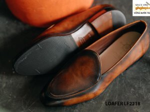Giày lười nam da bò màu thủ công Penny Loafer LF2218 002