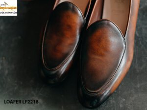 Giày lười nam da bò màu thủ công Penny Loafer LF2218 001