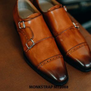 Giày da nam màu patina vàng bò Double Monkstrap MT2088 001