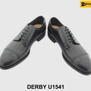 [Outlet size 43] Giày da nam đục lỗ brogues đen Derby U1541 003