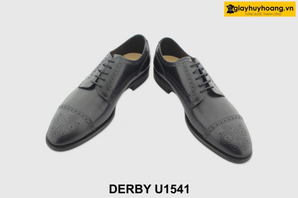 [Outlet size 43] Giày da nam đục lỗ brogues đen Derby U1541 003