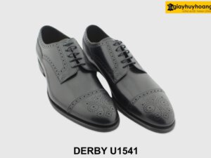 [Outlet size 43] Giày da nam đục lỗ brogues đen Derby U1541 002