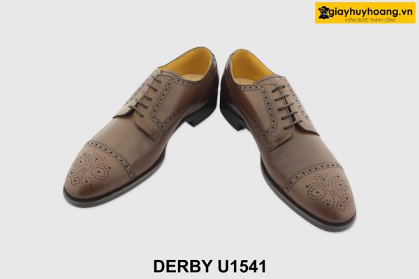[Outlet] Giày da nam đục lỗ brogues nâu Derby U1541 002