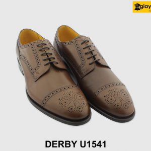 [Outlet] Giày da nam đục lỗ brogues nâu Derby U1541 001