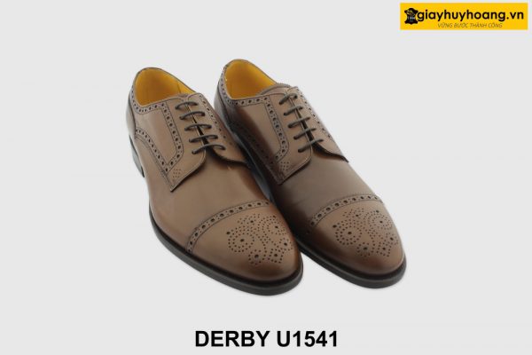 [Outlet] Giày da nam đục lỗ brogues nâu Derby U1541 001