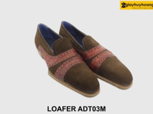 [Outlet size 40.41] Giày lười nam da lộn nâu Loafer ADT03M 002