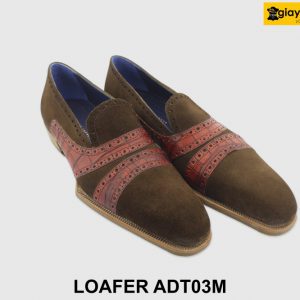[Outlet size 40.41] Giày lười nam da lộn nâu Loafer ADT03M 002