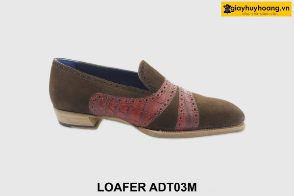 [Outlet size 40.41] Giày lười nam da lộn nâu Loafer ADT03M 001