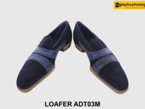 [Outlet size 40] Giày lười nam da lộn xanh navy Loafer ADT03M 003