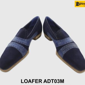 [Outlet size 40] Giày lười nam da lộn xanh navy Loafer ADT03M 003